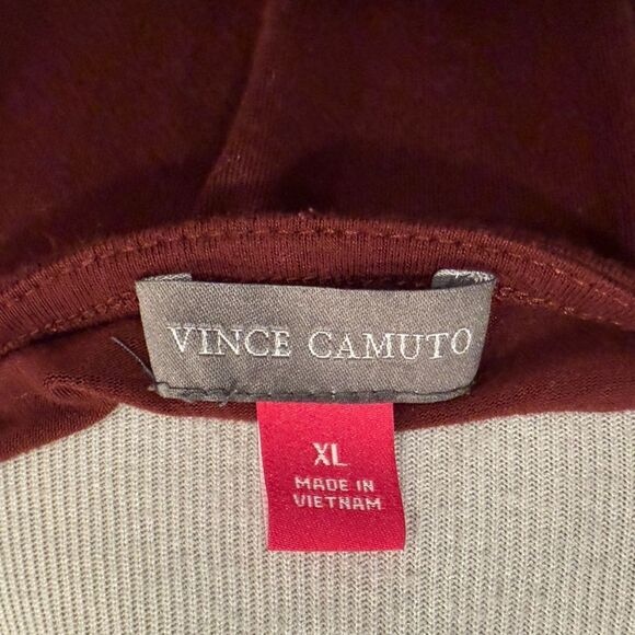 Vince Camuto Burgundy Asymmetrical long Blouse with black lace on the bottom - Picture 8 of 8